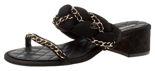 Chanel Black Suede Chain Embellished Flat Slide Sandals Size EU 40.5 (Approx. US 10.5) Regular (M, B) - Tradesy
