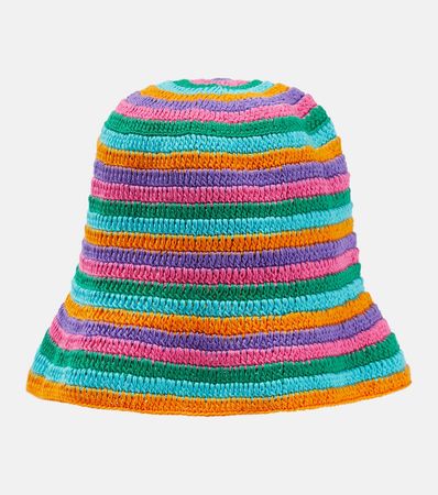Striped Crochet Bucket Hat in Multicoloured - Anna Kosturova | Mytheresa