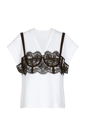 Lace Bra-Detailed Cotton T-Shirt By Dolce & Gabbana | Moda Operandi