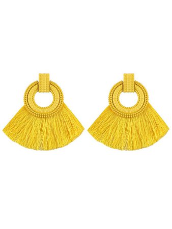 Yellow Fringe hoop earrings
