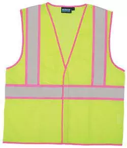 Class 2 Mesh Safety Vest with Pink Trim For Sale - D.E. Gemmill