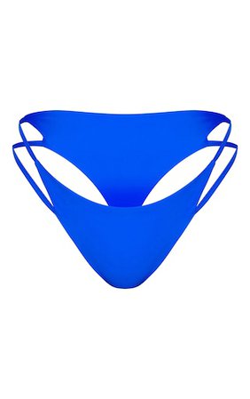Electric Blue Double Strap Bikini Bottoms | PrettyLittleThing USA