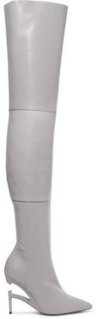 Unravel Project - Leather Thigh Boots - Gray