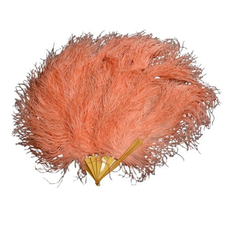 Extravagant Peach Ostrich Deco Evening Fan For Sale at 1stdibs