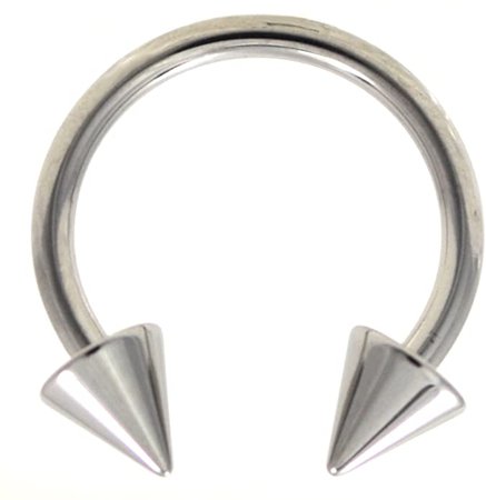 Amazon.com: 14G(1.6mm) Stainless Steel Circular Piercing Barbells Horseshoe Rings w/Spike Ends (Sold in Pairs) (14 Gauge 1/2"): Jewelry