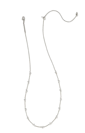 Kendra Scott- Haven Silver Crystal Heart Strand Necklace in White
