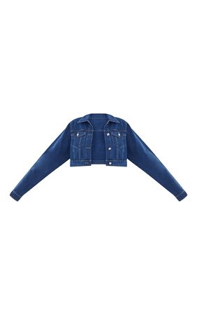 PLT Indigo Cropped Denim Jacket | PrettyLittleThing USA