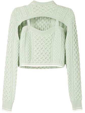 Shop green Rosie Assoulin cut-out cropped jumper with Express Delivery - Farfetch