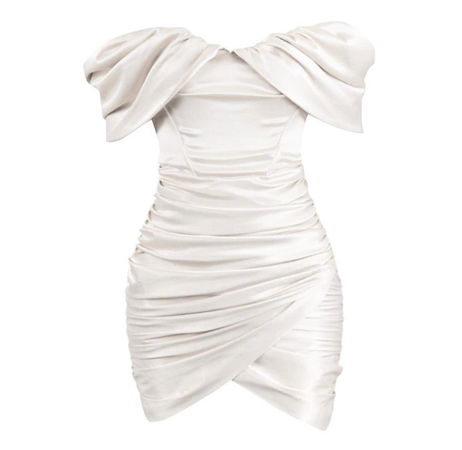 white ruched dress