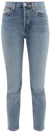 Comfort Stretch Ankle Crop High Rise Jeans - Womens - Light Blue