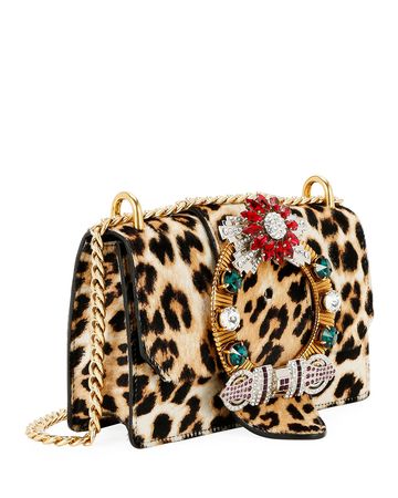Miu Miu Cavallino Leopard Crystal Shoulder Bag