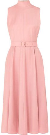 The Woolmark Company Sheila Belted Merino Wool Midi Dress - Pink