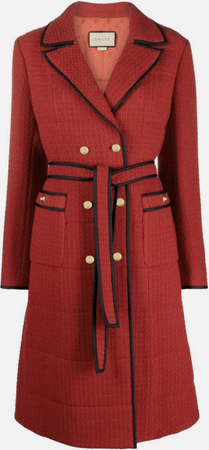 red and black wool coat
