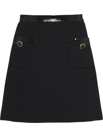 Miu Miu Sequinned Trims Short Skirt - Farfetch