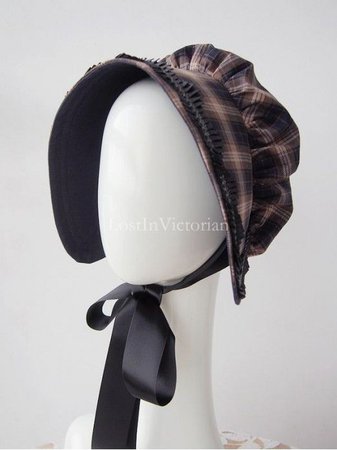Ladies Victorian Era Plaid Bonnet #victorian #bonnet | Bonnets, Victorian era, Victorian
