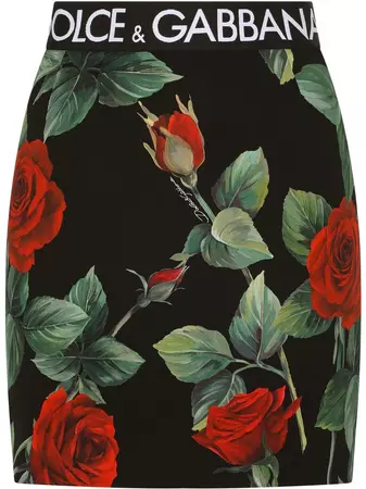 Dolce & Gabbana rose-print stretch-silk Mini Skirt - Farfetch