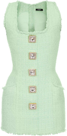 Balmain Button-Detailed Tweed Mini Dress