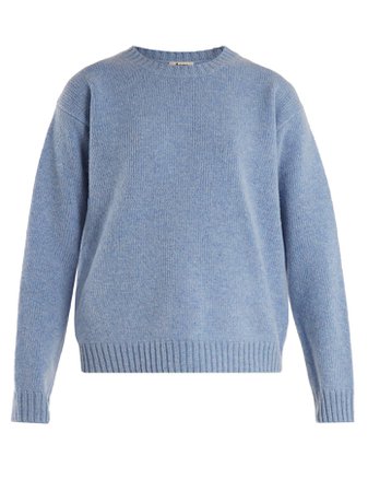 Acne Studios Samara Round-neck Wool Sweater In Light Blue | ModeSens