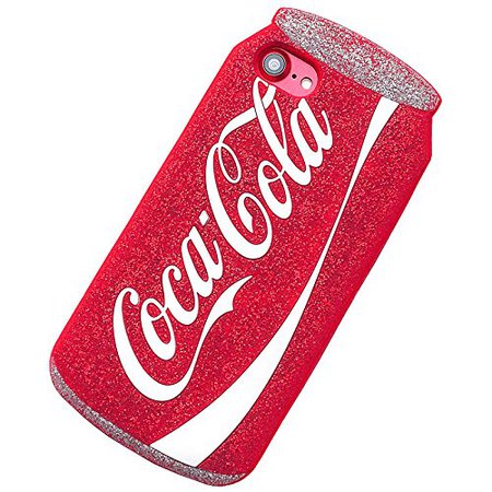 Amazon.com: 3D Soft Silicone Red Cocacola Can Case for iPhone7 iPhone8 iPhone 7 8 Regular Size Silver Glitter Shockproof Drop Resistant Protective Shiny Unique Bling Cool Special Fun Kids Boys Teens Girls: Cell Phones & Accessories