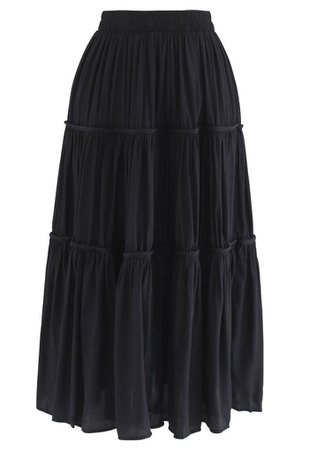 Swing Pleated Midi Skirt in Black - Retro, Indie and Unique Fashion