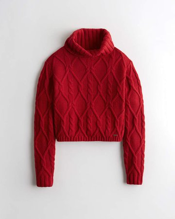 Girls Cable Turtleneck Sweater | Girls New Arrivals | HollisterCo.com Red