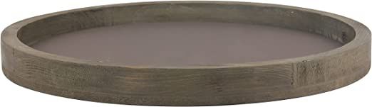 Stonebriar Large 11.8" Decorative Rustic Farmhouse Worn Natural Wood and Metal Tray