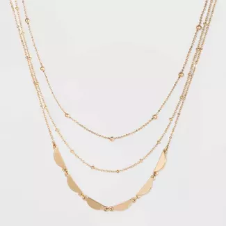 Three Row Layered Necklace - A New Day™ Gold : Target