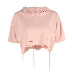 Pink Distressed T Shirt Sweatshirt Crop Top