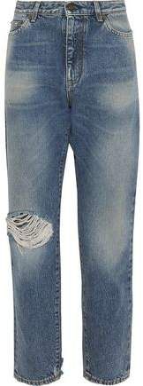 Distressed Mid-rise Straight-leg Jeans