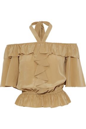 Off-the-shoulder ruffled silk-crepe blouse | TEMPERLEY LONDON | Sale up to 70% off | THE OUTNET
