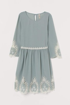 Dress with Lace - Turquoise