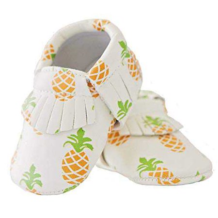 Amazon.com | Moonbaby Organics Soft Sole Pineapple Vegan Baby Moccasins | Shoes