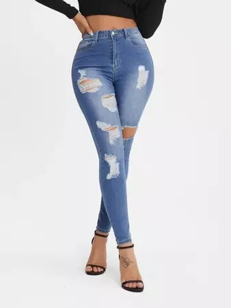 ($20) Curvy High-Rise Ripped Skinny Jeans