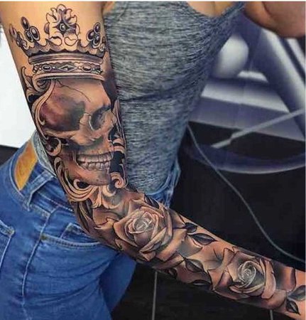 woman sleeve tattoo