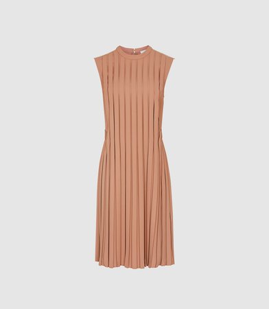 Linnea Pink Pleated Sleeveless Mini Dress – REISS
