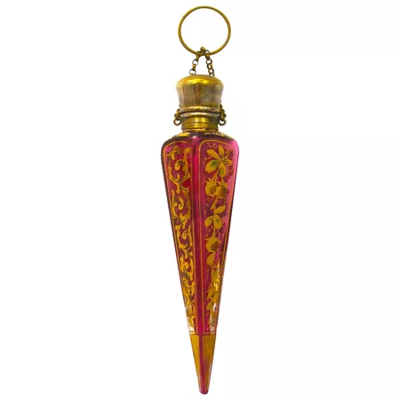 Antique Long Moser Quadrilateral Enamelled Glass Icicle Scent Bottle : Grand Tour Antiques | Ruby Lane