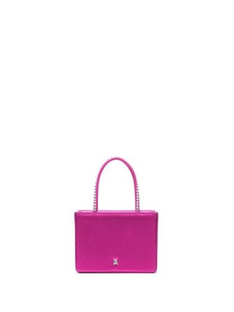 Shop pink Amina Muaddi satin crystal-embellished mini bag with Express Delivery - Farfetch