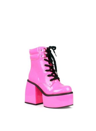neon pink platform boots booties shoes