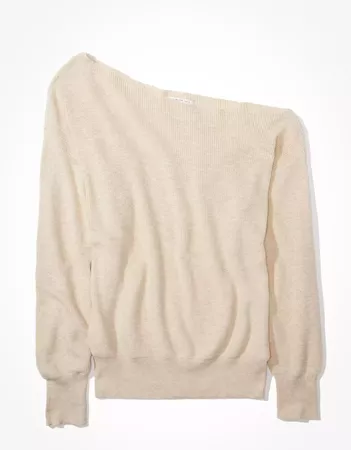 AE Oversized Off-The-Shoulder Sweater cream