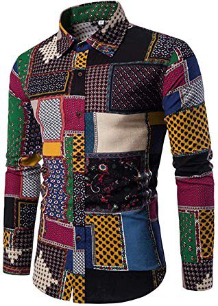 EMAOR Mens Stylish Floral Long Sleeve Shirt at Amazon Men’s Clothing store: