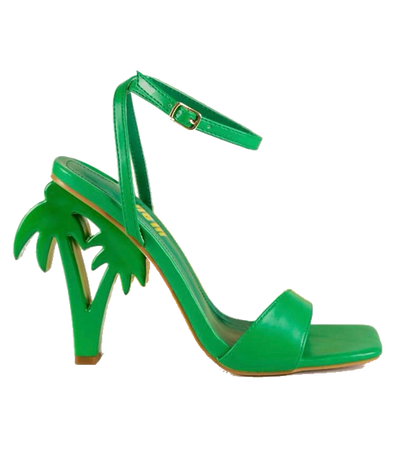 green palm tropical heels