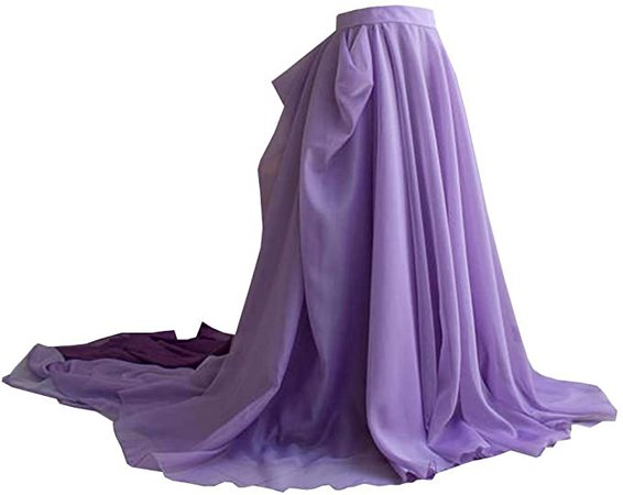WDPL Women's Maxi Train Draped Layered 2 Tone Bridal Chiffon Skirt (Purple, X-Large) at Amazon Women’s Clothing store
