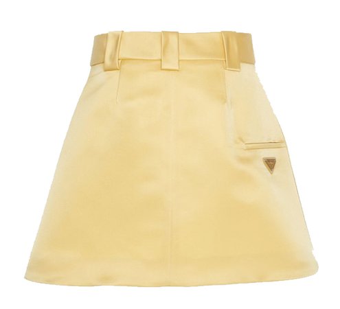yellow satin Prada mini skirt