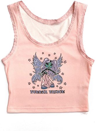 Amazon.com: Argeousgor Girls Womens Cute Graphic Print Crop Tank Top Round Neck Sleeveless Vest Casual Y2K Fashion T-Shirts(Smile Flower,S): Clothing