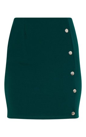 PrettyLittleThing Emerald Green Popper Detail Mini Skirt