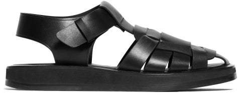 Fisherman Caged Leather Sandals - Womens - Black