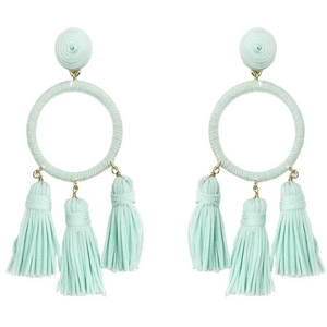 Mint Green Wrapped Tassel Earrings for $38.00 available on URSTYLE.com