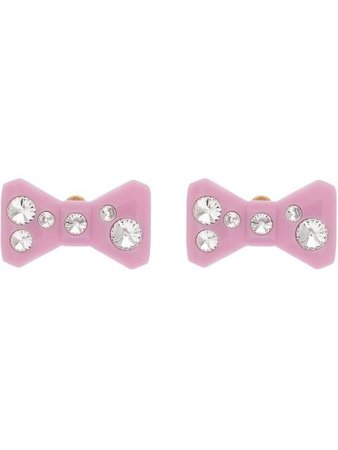 Miu Miu Crystal Embellished Bow Earrings - Farfetch