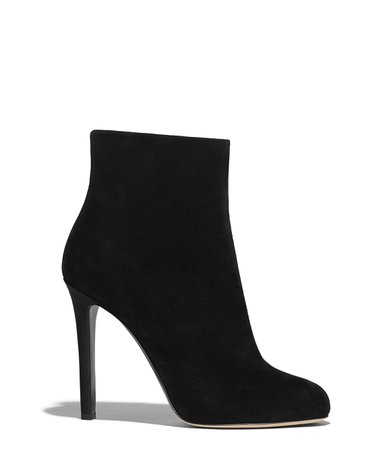 Ankle Boots, suede calfskin, black - CHANEL