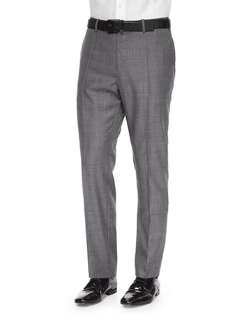 Incotex Benson Sharkskin Wool Trousers In Light Gray | ModeSens